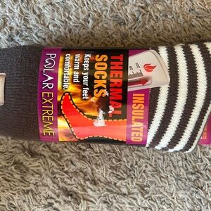 Women’s Insulated Thermal Socks - Brown & White Striped